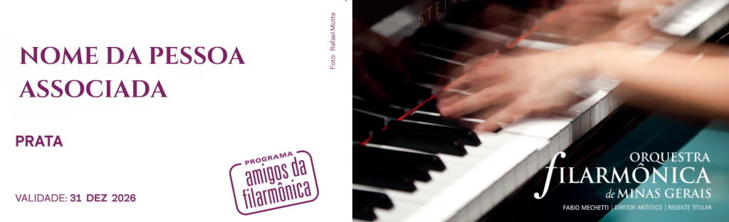 Carteirinha da Orquestra Filarmônica de Minas Gerais. 